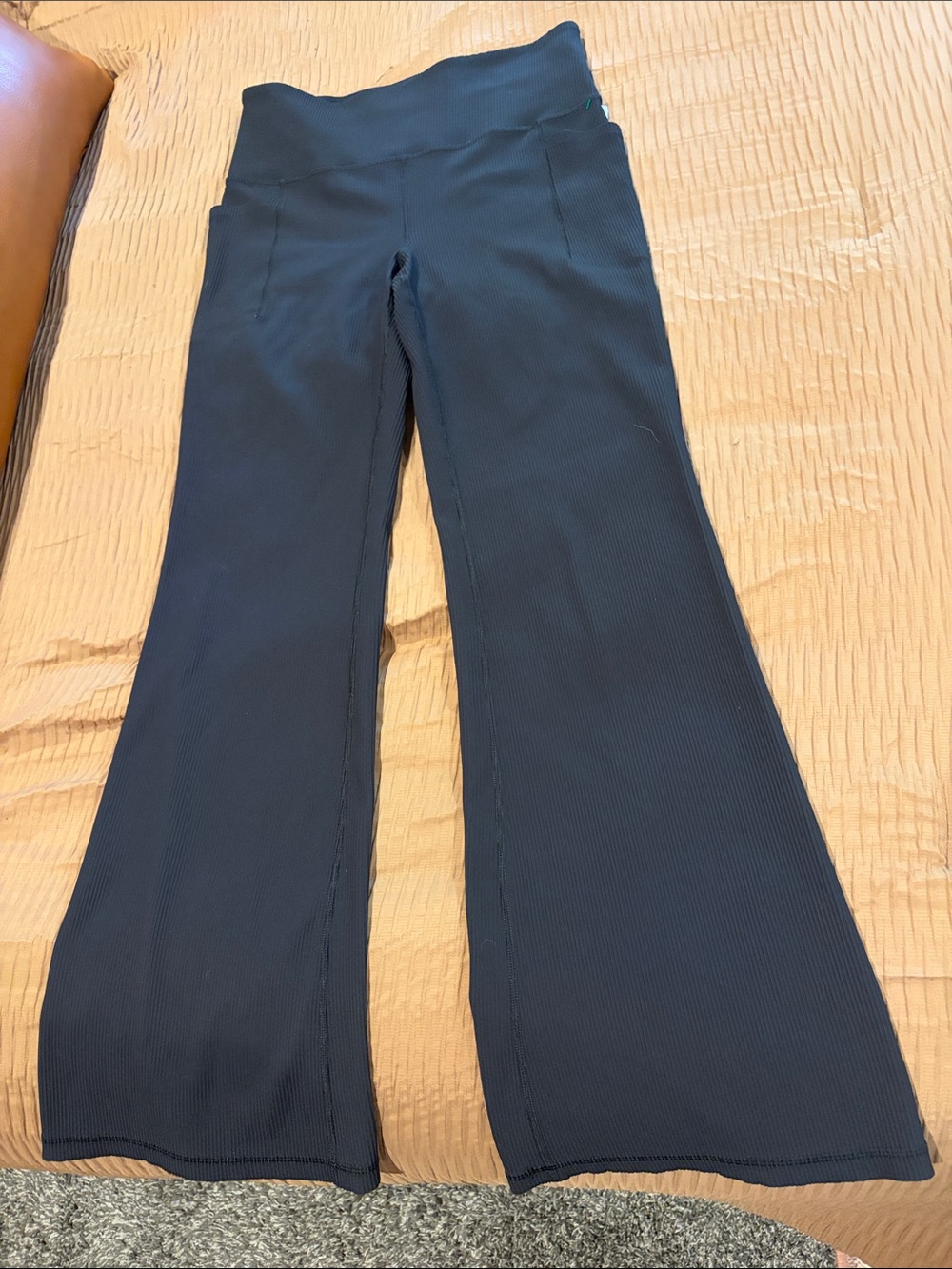 Athleta Ribbed Flare Leggings — Black